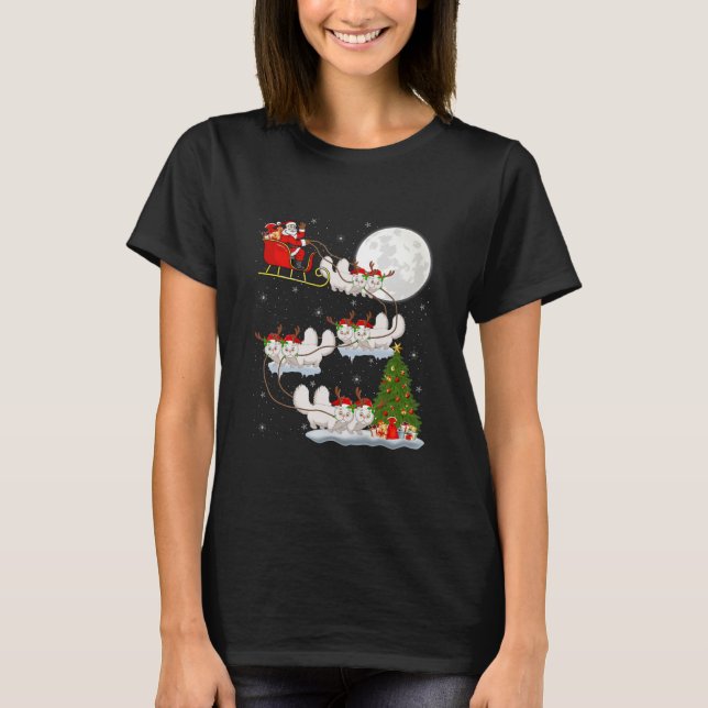Funny Xmas Lighting Tree Santa Riding T-Shirt (Front)