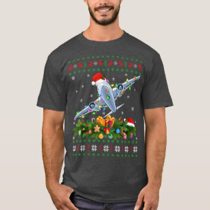 Funny Xmas Lighting Tree Santa Ugly Aeroplane Chri T-Shirt