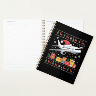 Funny Xmas Lighting Tree Santa Ugly Aeroplane  Planner