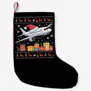 Funny Xmas Lighting Tree Santa Ugly Aeroplane  Small Christmas Stocking