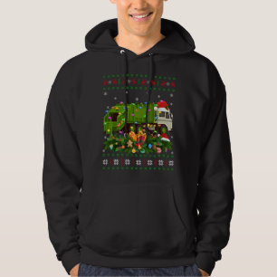 Funny Xmas Lighting Tree Santa Ugly Garbage Truck Hoodie