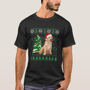 Funny Xmas Lighting Ugly Santa Goldendoodle Christ T-Shirt