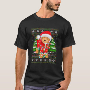 Funny Xmas Lighting Ugly Santa Goldendoodle Christ T-Shirt