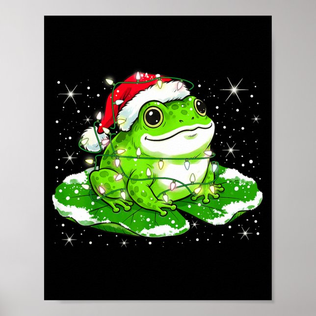 Funny Xmas Lights Frog Cute Toad Frogs Women Men K Poster (Front)