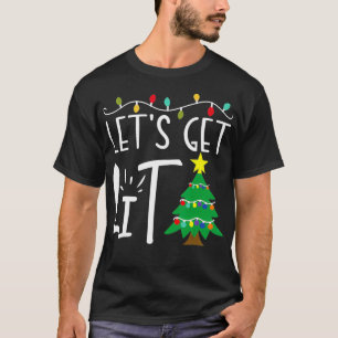 Funny Xmas Lights Let's Get Lit Christmas Adults  T-Shirt