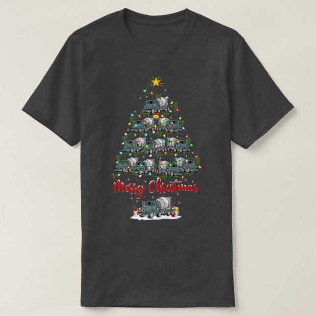 Funny Xmas Matching Santa Cement Mier Truck Christ T-Shirt (Design Front)