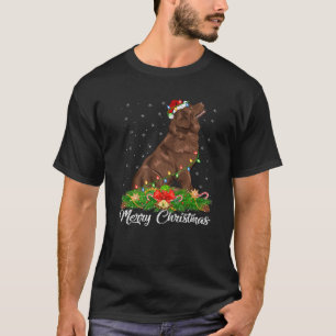 Funny Xmas Matching Santa Hat Newfoundland Dog Chr T-Shirt