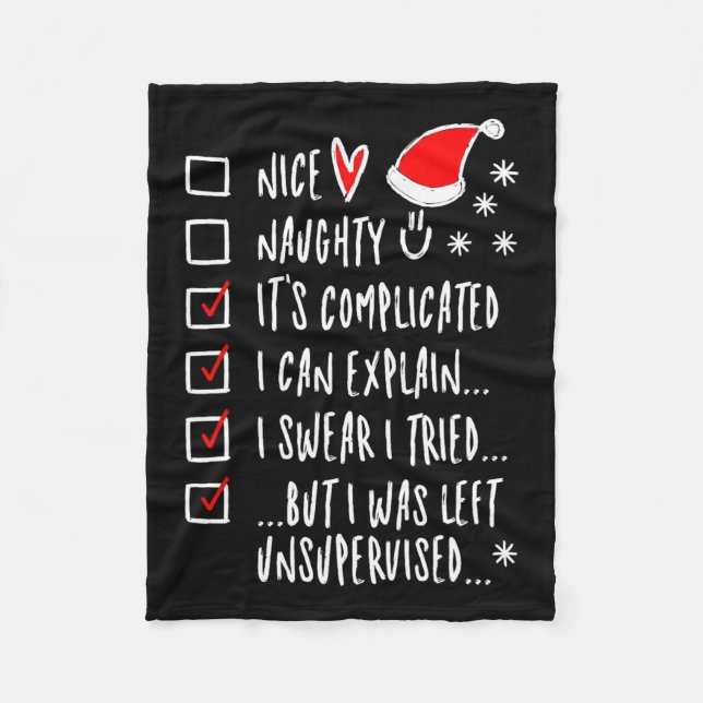 Funny Xmas Nice Naughty List I Can Explain - I Swe Fleece Blanket (Front)