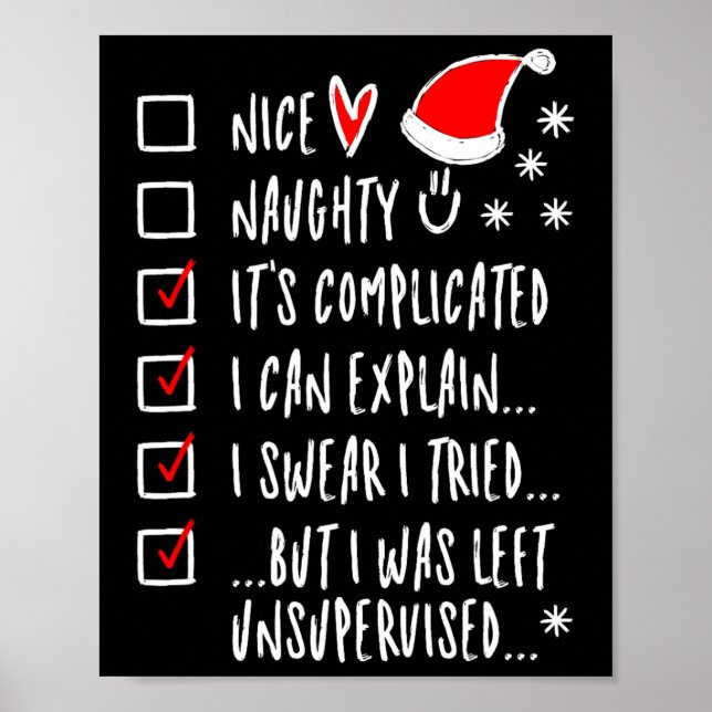 Funny Xmas Nice Naughty List I Can Explain - I Swe Poster (Front)