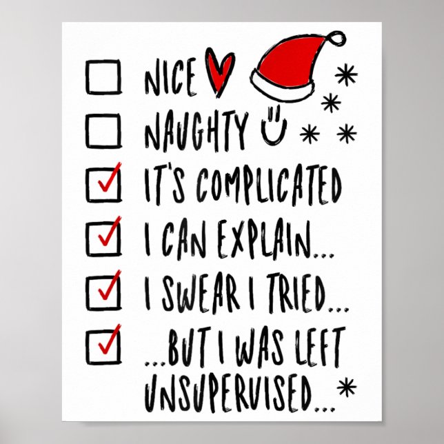 Funny Xmas - Nice Naughty List I Can Explain I Swe Poster (Front)