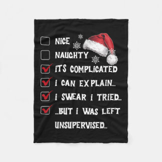 Funny Xmas Nice Naughty List I Can Explain I Swear Fleece Blanket