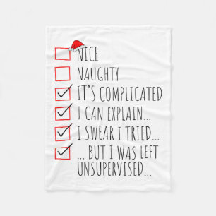 Funny Xmas Nice Naughty List I Can Explain I Swear Fleece Blanket