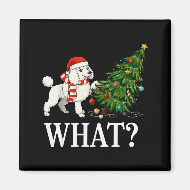 Funny Xmas Odle Pushing Christmas Tree Over Dog Wh Magnet (Front)