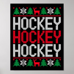Funny Xmas Ornaments Ugly Christmas Sweater Hockey Poster