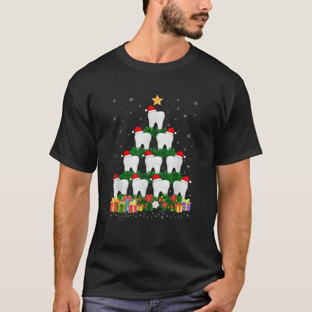 Funny Xmas Outfit for Dental Lovers Ugly Christmas T-Shirt (Front)