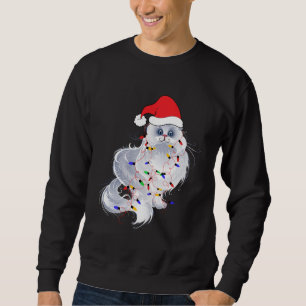 Funny Xmas Persian Cat Christmas Lights Santa Clau Sweatshirt
