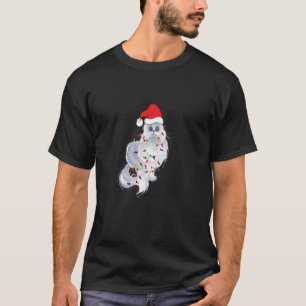 Funny Xmas Persian Cat Christmas Lights Santa Clau T-Shirt