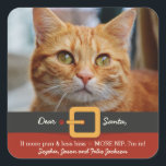 Funny Xmas Santa Cat More Purr Less Hiss Photo Square Sticker<br><div class="desc">Funny cat themed holiday sticker featuring the words "Dear Santa, if more purr & less hiss = MORE NIP, I'm in". Easily upload your cat's photo and names to customise. Great for packages, envelopes, presents, cat lovers, petsitters, veterinarians or anyone who subscribes to the attitude . . . just be...</div>