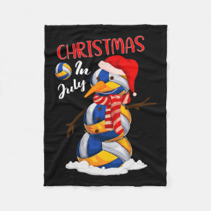 Funny Xmas Santa Hat Volleyball Snowman Christmas Fleece Blanket