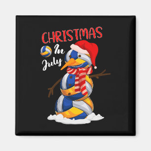 Funny Xmas Santa Hat Volleyball Snowman Christmas Magnet