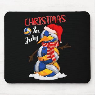 Funny Xmas Santa Hat Volleyball Snowman Christmas Mouse Pad