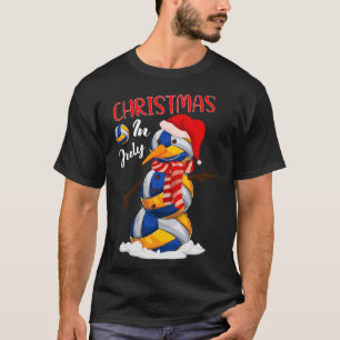 Funny Xmas Santa Hat Volleyball Snowman Christmas T-Shirt