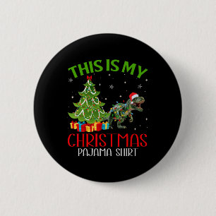 Funny Xmas Santa Lights This Is My Dinosaur Christ 6 Cm Round Badge