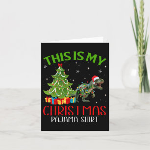 Funny Xmas Santa Lights This Is My Dinosaur Christ Card