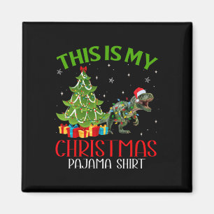 Funny Xmas Santa Lights This Is My Dinosaur Christ Magnet