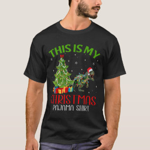 Funny Xmas Santa Lights This Is My Dinosaur Christ T-Shirt