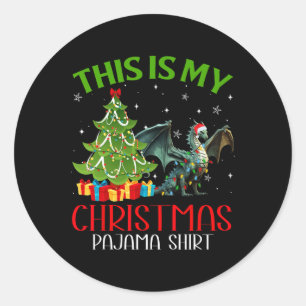 Funny Xmas Santa Lights This Is My Dragon Christma Classic Round Sticker