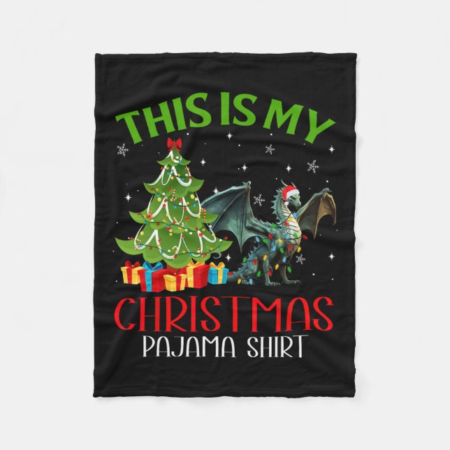 Funny Xmas Santa Lights This Is My Dragon Christma Fleece Blanket (Front)