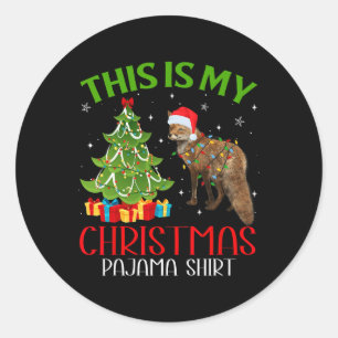 Funny Xmas Santa Lights This Is My Fox Christmas P Classic Round Sticker
