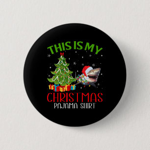 Funny Xmas Santa Lights This Is My Shark Christmas 6 Cm Round Badge