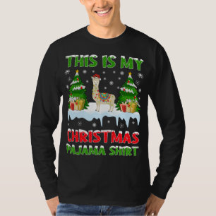 Funny Xmas Santa This Is My Llama Christmas Pajama T-Shirt