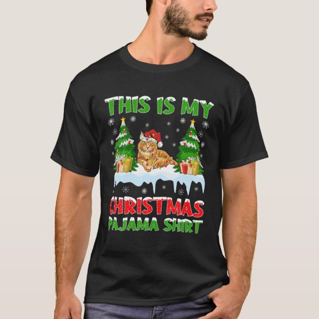 Funny Xmas Santa This Is My Maine Coon Christmas P T-Shirt (Front)