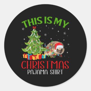 Funny Xmas Santa This Is My Porcupine Christmas Pa Classic Round Sticker