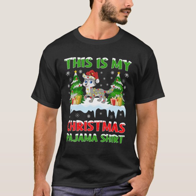 Funny Xmas Santa This Is My Wolf Christmas Pajama T-Shirt (Front)