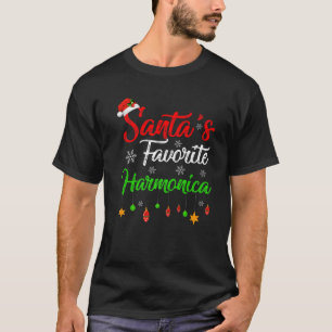 Funny Xmas Santa's Favorite Harmonica Christmas T-Shirt