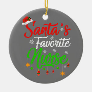 Funny Xmas Santa's Favourite Nurse Christmas Ceramic Ornament