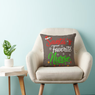 Funny Xmas Santa's Favourite Nurse Christmas Cushion