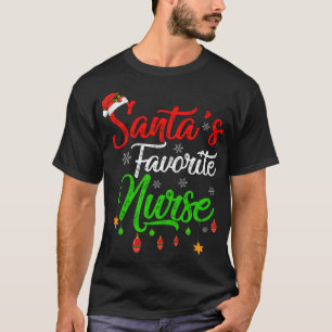 Funny Xmas Santa's Favourite Nurse Christmas T-Shirt