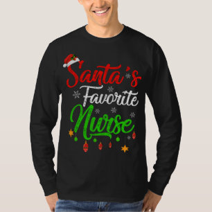 Funny Xmas Santa's Favourite Nurse Christmas T-Shirt