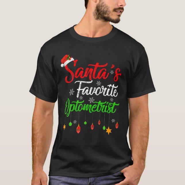 Funny Xmas Santa's Favourite Optometrist Christmas T-Shirt (Front)
