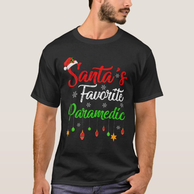 Funny Xmas Santa's Favourite Paramedic Christmas T-Shirt (Front)