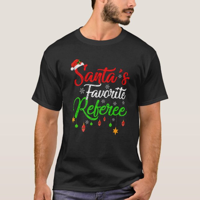 Funny Xmas Santa's Favourite Referee Christmas T-Shirt (Front)