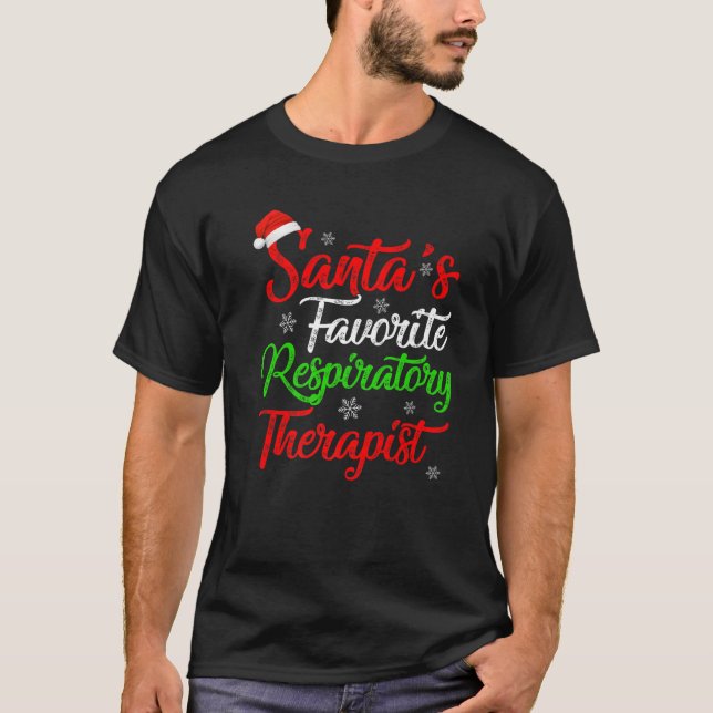Funny Xmas Santa's Favourite Respiratory Therapist T-Shirt (Front)