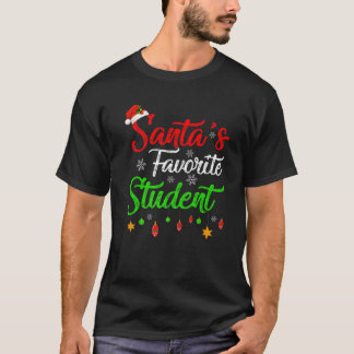 Funny Xmas Santa's Favourite Student Christmas T-Shirt