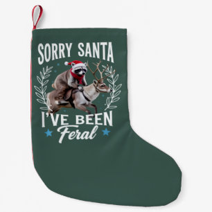 Funny Xmas Sorry Santa I've Been Feral Raccoon Small Christmas Stocking