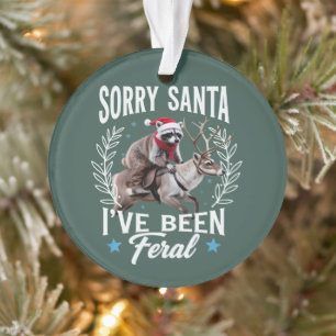 Funny Xmas Sorry Santa I've Been Feral Racoon Ornament